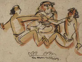 Mukherjee, B.B. (Artist). Patna Three Figures, 1957 | Painting