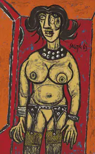 Souza, F.N. (Artist). Untitled (Nude with Garters), 1963 | Painting