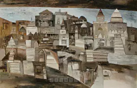 Ramkumar Artist Untitled Benares Oil on canvas 1981 Painting FineArts 00598895