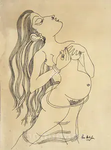 Sen, Paritosh (Artist). Woman, 1975 | Drawing