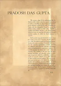 C., R. (Essayist). Seven Contemporary Artists - Pradosh Das Gupta. In <i>Marg.</i> 5(1), pp. 36-37. Bombay: Modern Artists and Architects Research Group, July 1951 | Essay | FineArts | 00668797