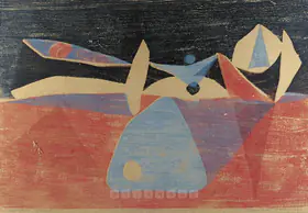 Hore Somnath Artist Untitled Woodcut coloured print 1968 Print 00877594