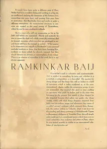 C., S. (Essayist). Seven Contemporary Artists - Ramkinkar Baij. In <i>Marg.</i> 5(1), pp. 44-45. Bombay: Modern Artists and Architects Research Group, July 1951 | Essay | FineArts | 00668801