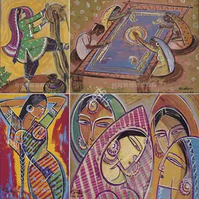 Aryan, K.C. (Artist). Village Women, 1953-1954 | Painting