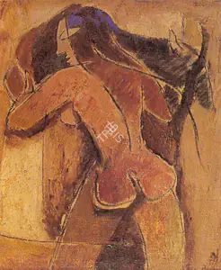 Husain, M.F. (Artist). Female Nude Standing, n.d. | Painting