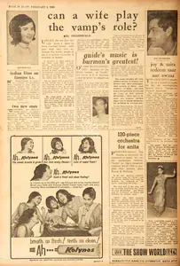 Shashikala (Essayist). Can a Wife Play the Vamp's Role ?. In <i>Blitz.</i> 05 February 1966 | Film Review | 00142804
