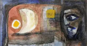 Narayan, Badri (Artist). Untitled (Man and Moon), n.d. | Painting