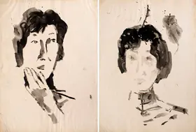 Husain, M.F. (Artist). Two Portraits of a Lady, n.d. | Painting