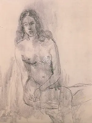 Bose, Atul (Artist). Nude Woman, n.d. | Drawing