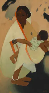 Bendre, N.S. (Artist). Untitled (Mother and Child), n.d. | Painting