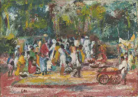 Ara, K.H. (Artist). Village Fish Market, n.d. | Painting