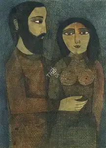 Narayan, Badri (Artist). Untitled (Couple), n.d. | Painting