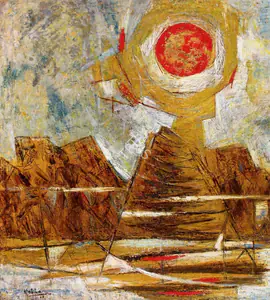 Hebbar, K.K. (Artist). Birth of the Moon, 1965 | Painting