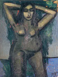 Souza, F.N. (Artist). Woman Bathing, 1952 | Painting