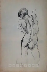 Paniker, K.C.S. (Artist). Nude Boy, 1954 | Drawing