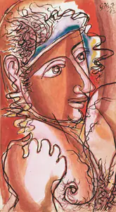 Keyt, George (Artist). Sri Krishna Gives The Sign, 1943 | Painting