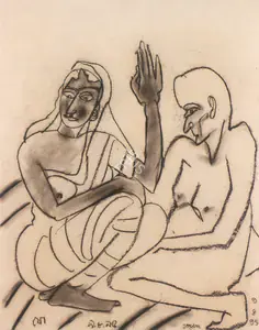 Chowdhury, Jogen (Artist). Couple, 1995 | Drawing