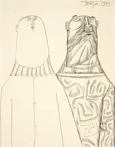 Souza, F.N. (Artist). Untitled (Two Men), 1955 | Drawing