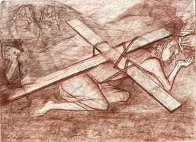 Khanna, Krishen (Artist). Untitled (Christ Carrying the Cross), n.d. | Painting