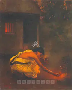 Seal, Jogesh Chandra (Artist). A Woman Performing A Puja, 1919 | Painting
