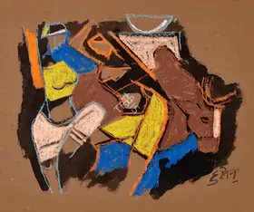 Husain, M.F. (Artist). Untitled (Ladies with Bull), n.d. | Painting