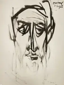 Abedin, Zainul (Artist). Baluchi Portrait, 1968 | Drawing