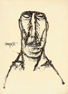 Souza, F.N. (Artist). Untitled (Portrait of a Man), 1956 | Drawing
