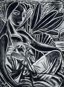 Keyt, George (Artist). Woman with Bird, 1944 | Painting