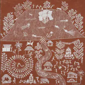 Mashe, Jivya Soma (Artist). Untitled (Sweet Celebration) (Warli Painting), n.d. | Painting