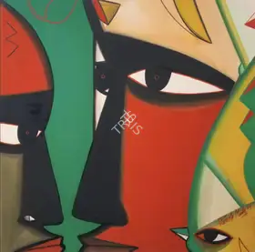 Maity, Paresh (Artist). Face in Red, 2004 | Painting