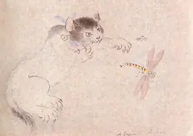 Tagore, Abanindranath (Artist). Cat And A Dragon Fly, n.d. | Painting