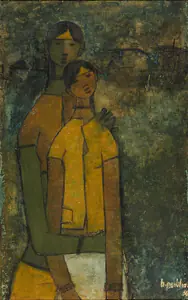 Prabha, B. (Artist). Untitled (Two Women), 1959 | Painting