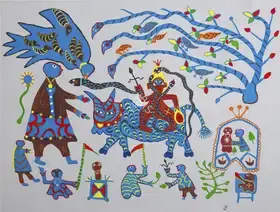 Baiga, Jodhaiya Bai (Artist). Bholenath, Nandi, & Devotees In Jungle, 2016 | Painting