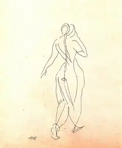 Hebbar, K.K. (Artist). Standing Woman, 1987 | Drawing