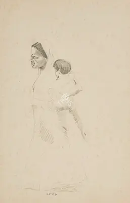Patwardhan, Sudhir (Artist). Mother and Child, 1984 | Drawing