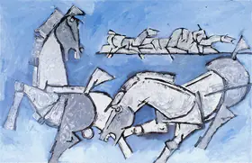Husain, M.F. (Artist). Horses, n.d. | Painting