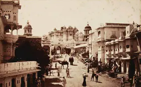 Dayal, Lala Deen (Photographer), Street view near the Palace Odeypur, c.1890 | Antiquarian Photograph