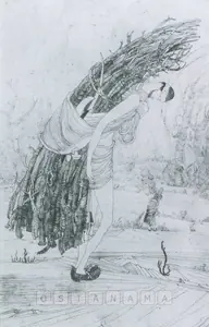 Chughtai, M.A.R. (Artist). Kashmiri Woodcutter, n.d. | Graphic Art
