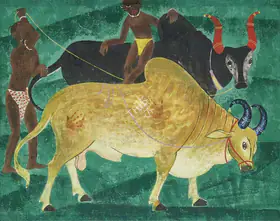 Raiba, A.A. (Artist). Bulls, n.d. | Painting