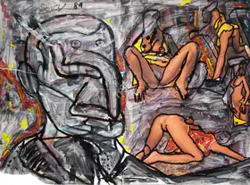 Souza, F.N. (Artist). Untitled (Erotic Scenes), 1989 | Painting