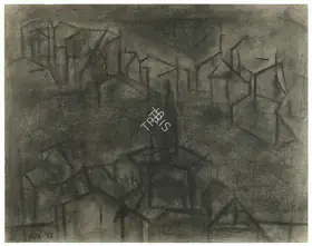 Raza, S.H. (Artist). Untitled (Houses), 1953 | Painting