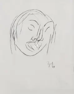 Mehta, Tyeb (Artist). Untitled (Head), 1999 | Drawing