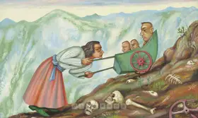Gopikrishna (Artist). Man Ascending The Mount Of Pain - Series: Tradition Of Death, 2007 | Painting