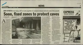 Kumar, Mohan (Reporter). Soon, Fixed Zones to Protect Caves, 26 June 2006 | Newspaper Clipping | 00848313