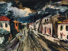 Raza, S.H. (Artist). Untitled (Street Scene), c.late 1940s | Painting
