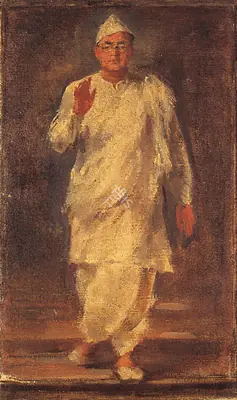 Bose, Atul (Artist). Portrait Study for Subhas Chandra Bose, c.1946 | Painting