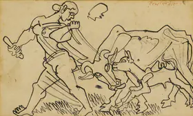 Baij, Ramkinkar (Artist). Untitled (Holokorshon Utsav/ Ploughing Festival), late 1970s | Drawing