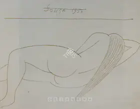 Souza, F.N. (Artist). Reclining Nude, 1956 | Drawing