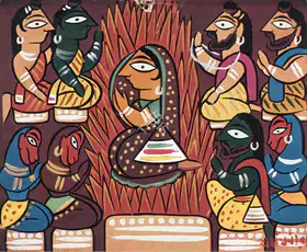 Roy, Jamini (Artist). Sita on the Fire, 1947 | Painting