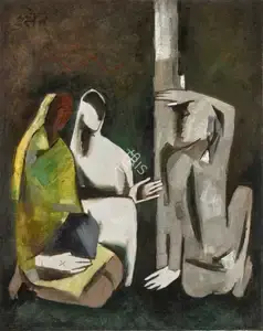 Husain, M.F. (Artist). Untitled (Women), 1959 | Painting